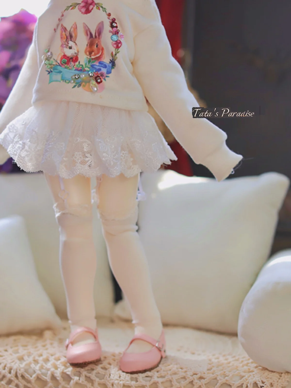 BJD skirt Cute dress accessories daily gauze skirt fluffy white lace short skirt for 1/4 BJD MSD MDD Doll accessories