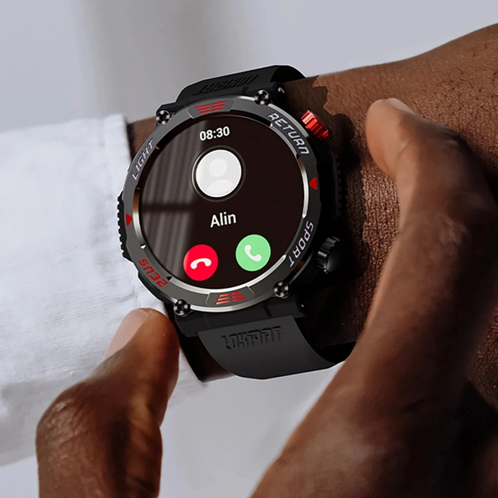 

LOKMAT ZEUS 5 PRO Смарт-часы с фонариком, Bluetooth-часы для звонков, водонепроницаемые фитнес-трекеры, умные часы с сообщениями для телефона
