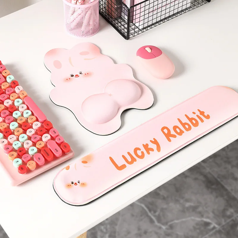 Cute PeePee Rabbit Mouse Pad with Wrist Rest 3D Non-Slip Ergonomic Support Mouse Pad for Office Gaming Desk Protector