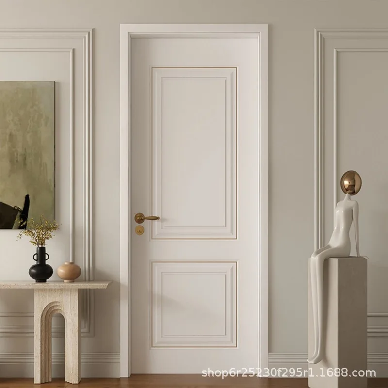

Mofan high-end white French paint wooden door bedroom door full set household indoor complete set cream room door wholesale