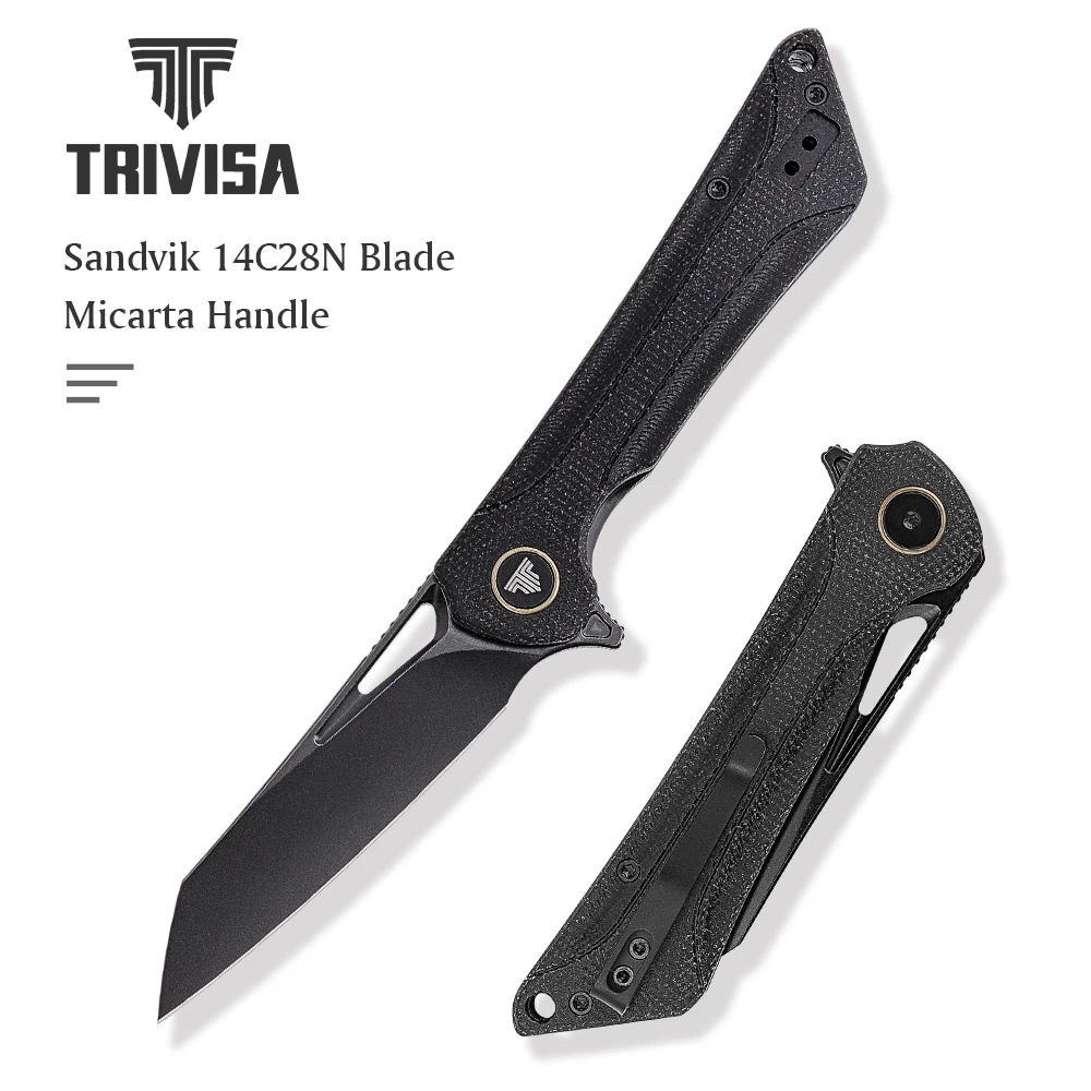 

TRIVISA Monoceros-04B EDC Pocket Folding Knife 14C28N High Hardness, Camping Hunt Outdoor Bushcraft Professional Tool,Gift Box​