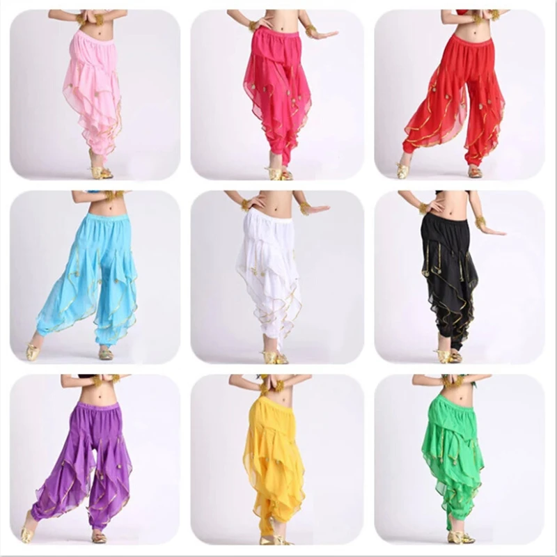 Bauchtanz-Kostüm für Damen, Tribal-Bauchtanzhose, Indien, Bollywood, orientalisches Ägypten, Tanzpraxis, Performance, Chiffon-Bloomers