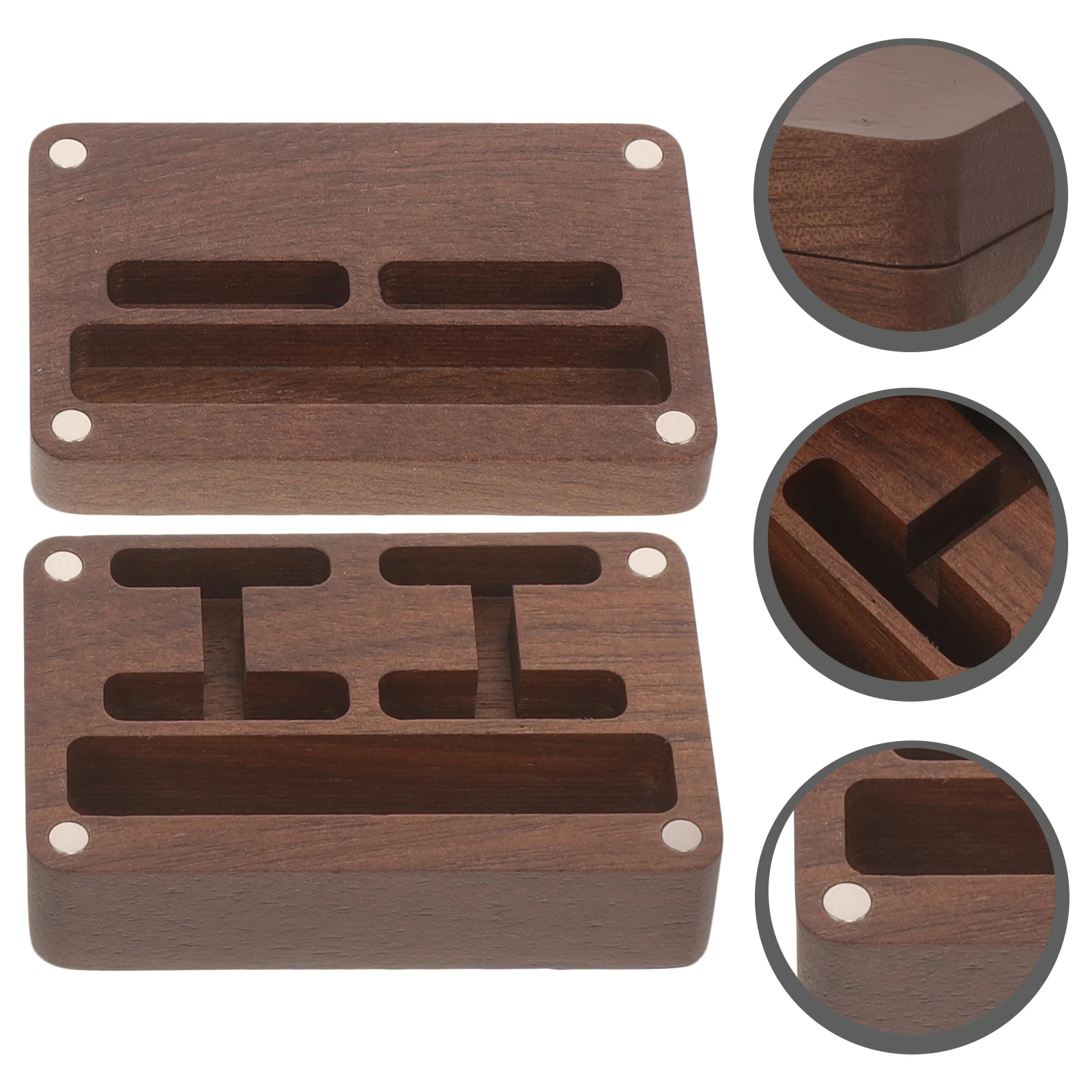 Walnut Cufflink Box Portable Organizer Travel Tie Clips Case Boxes For Jewelry Gift Storage Packaging