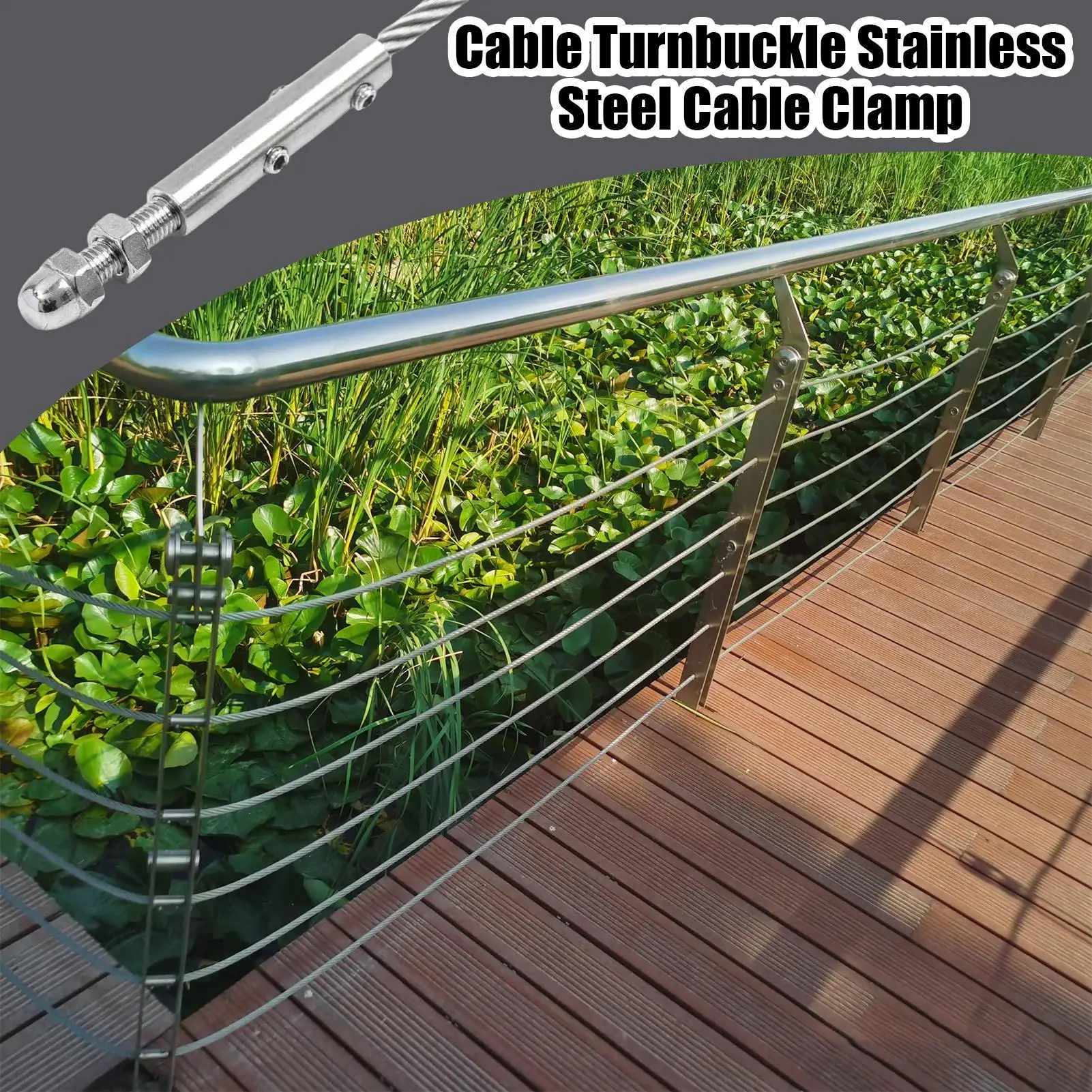 

Turnbuckle Tensioner Stainless Steel Turnbuckle Wire Tensioner 10 Piece Hardware Rope Kit Hook Heavy Duty For Light Garden