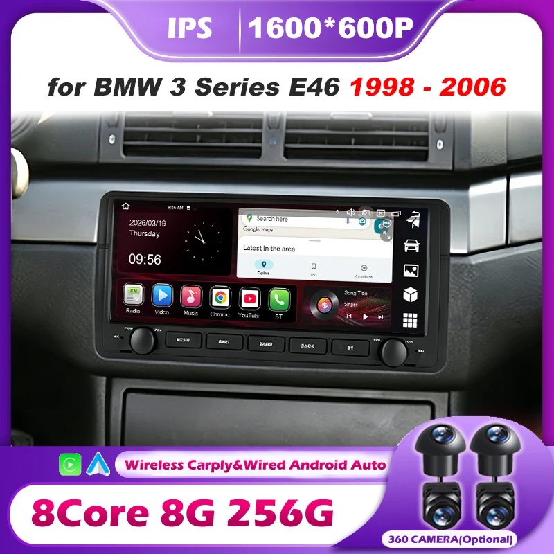 9.3' Android 16 Auto for BMW 3 Series E46 1998-2006 Navigation Wireless Carplay Car Multimedia Video Player Stereo Autoradio BT