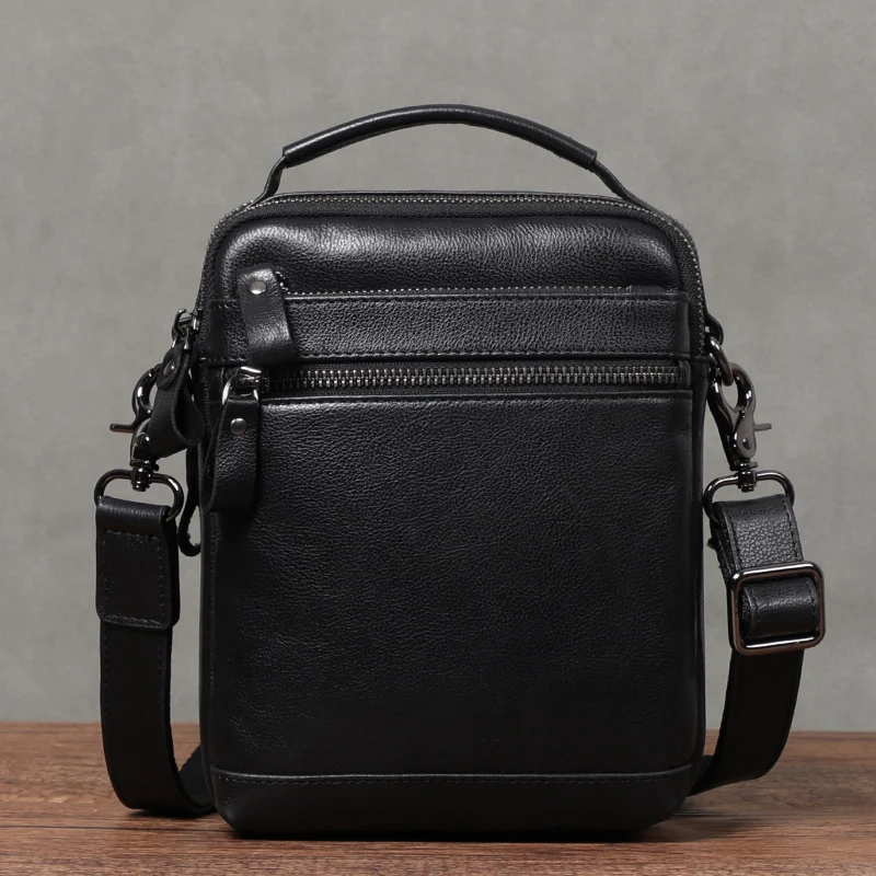 Men\'s Real Leather Shoulder Bag Husband Gift Fashion Black Designer Crossbody Bags Purse Small Men Messenger Bag Leather Handbag