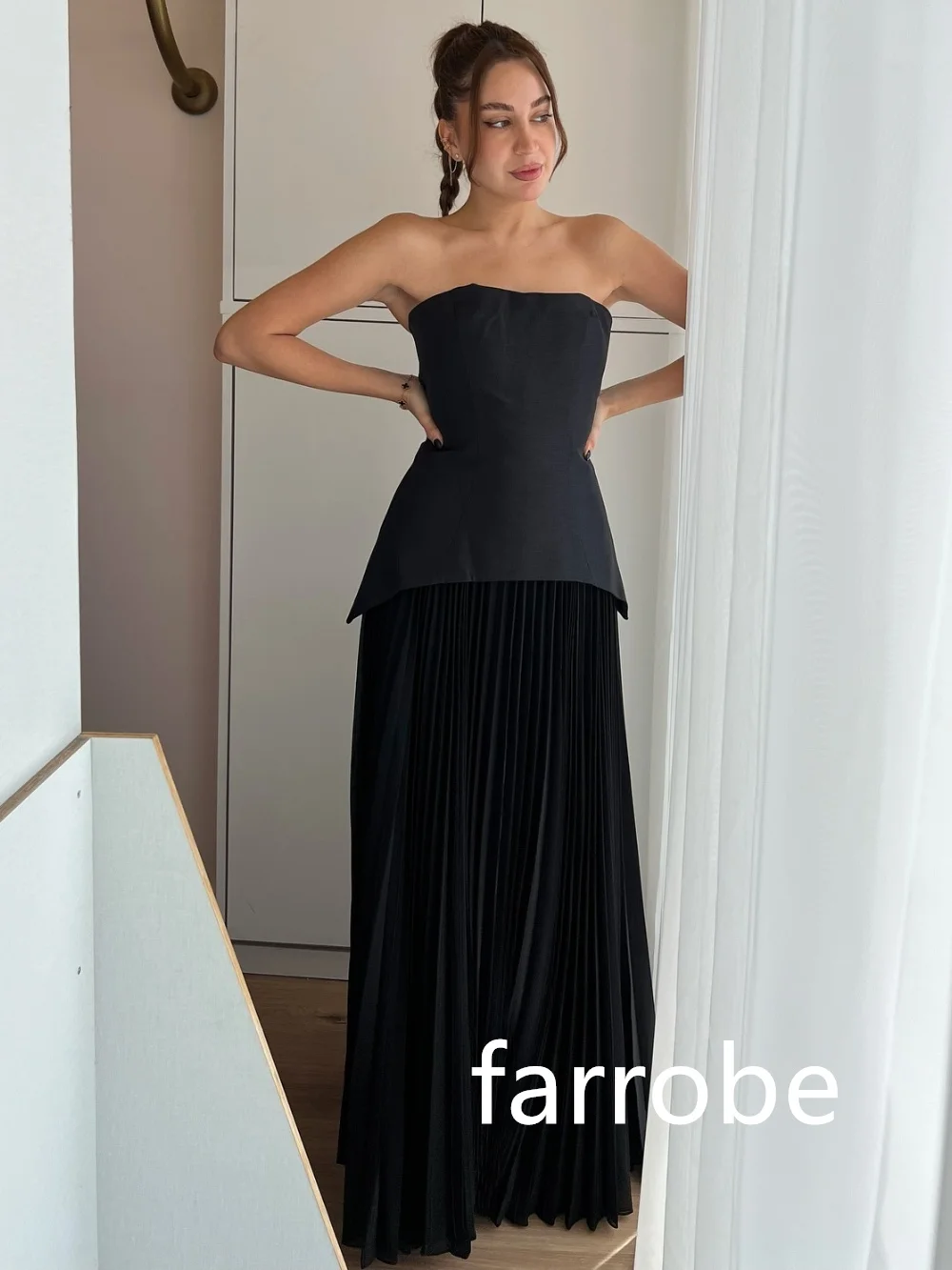 Customized Simple Chiffon Pleat A-line Strapless Midi Dresses Bespoke Occasion Dresses Classic Exquisite Modern Style Pastrol Un