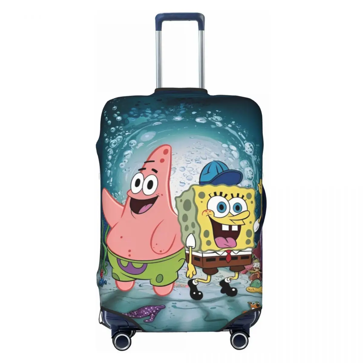 Cartoon SpongeBob SquarePants Suitcase Cover Cruise Trip Vacation Strectch Luggage Case Protection