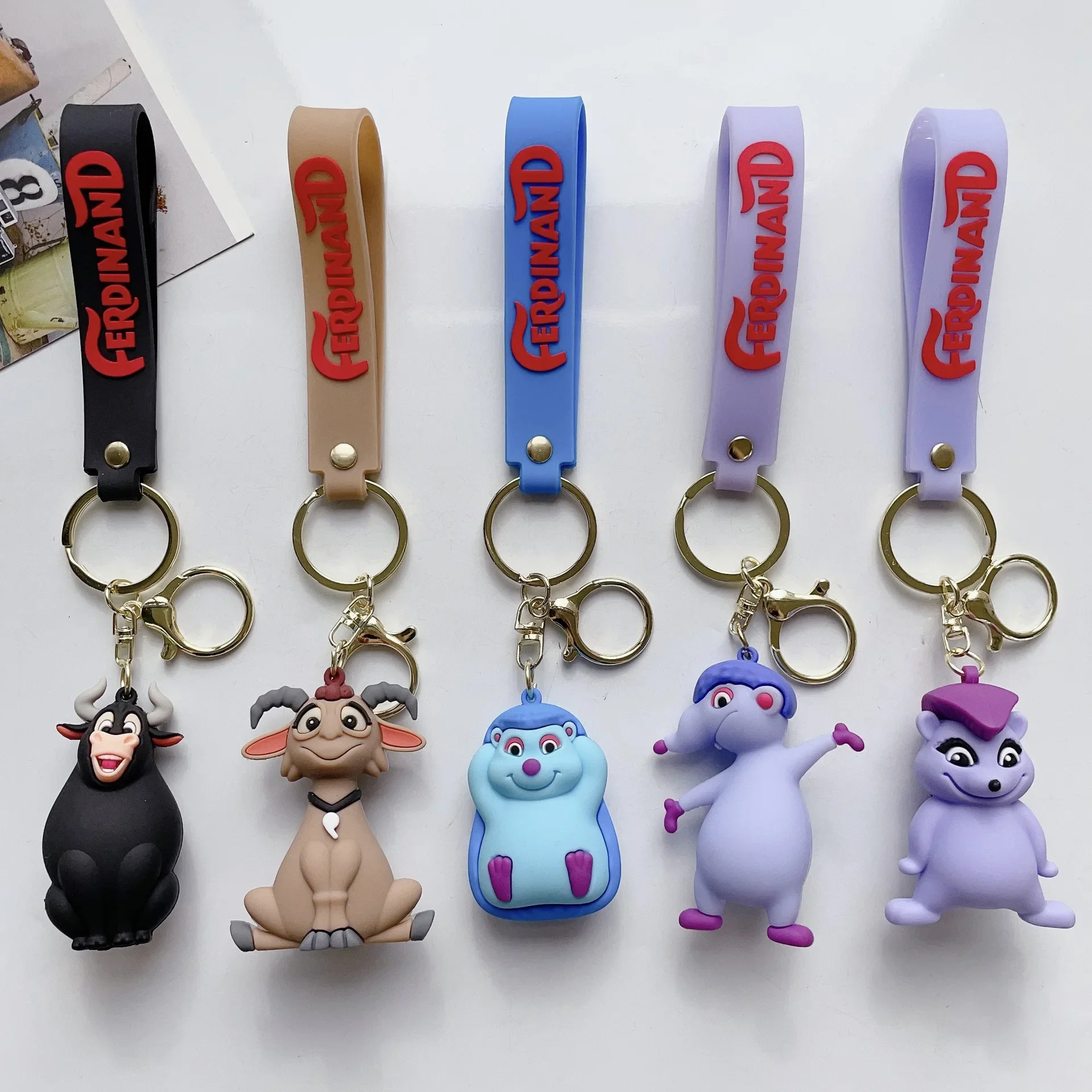 Disney Cartoon Ferdinand Silicone Keychain Lovely Animal Keyring Keys Holder Chain Accessories Gifts