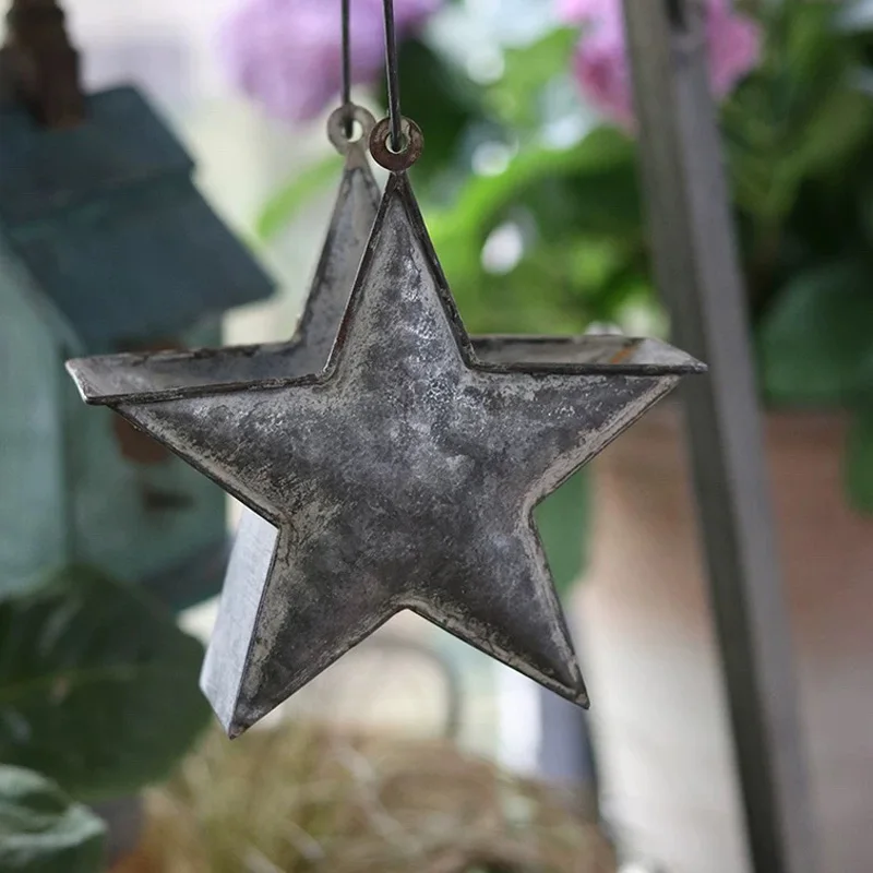 

Country Accent Vintage Retro Metal Hanging Planter Star-shaped