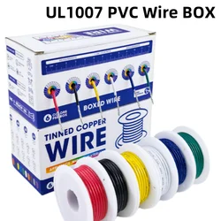 UL1007 PVC Wire 6 Colors Mix Kit Insulation Tinned Copper Cable 30/28/26/24/22/20/18/16 AWG Stranded Electrical Line PCB Wire