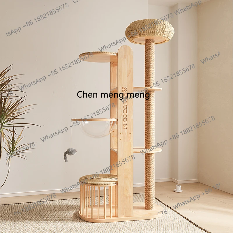 

Большая рама для лазанья из цельного дерева, плетеное гнездо, кошачье дерево, встроенная резиновая деревянная шлифовальная колонна с когтями, платформа для прыжков