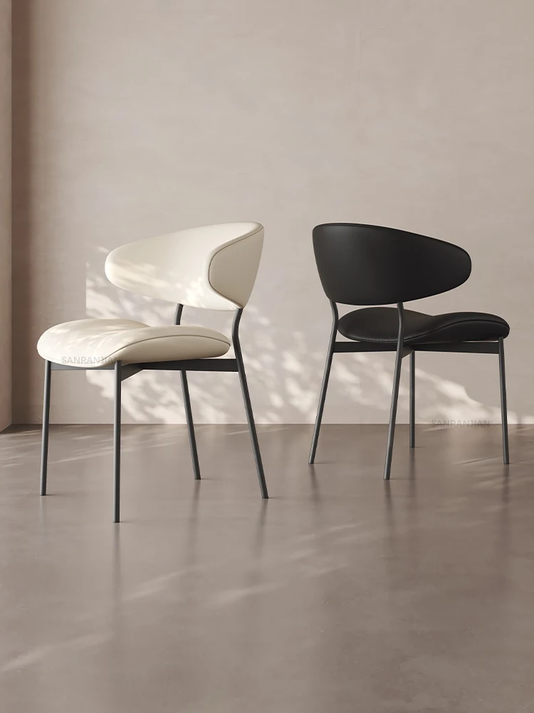 ee-Italian Living Room Chair Dining Chair Home Semi-arc Back Chairs Light Luxury Bedroom Makeup Chairs Study Room Leisure Chairs