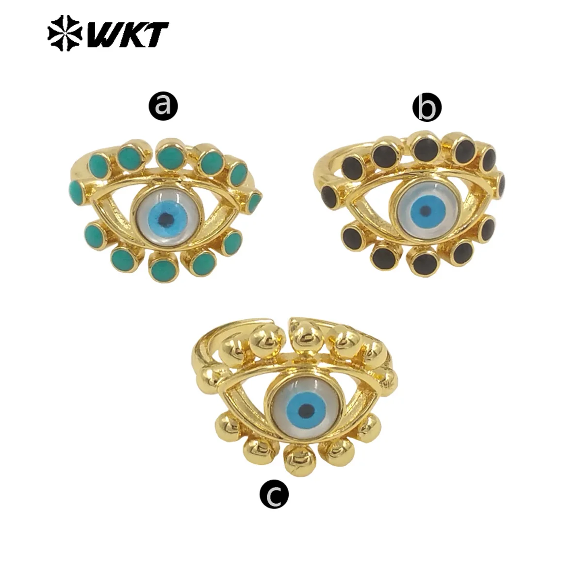 

WT-MPR104 Хип-хоп рок-стиль Devil Eye Уникальный дизайн Регулируемое кольцо с ракушкой и позолоченным ремесленным модным роскошным ювелирным изделием