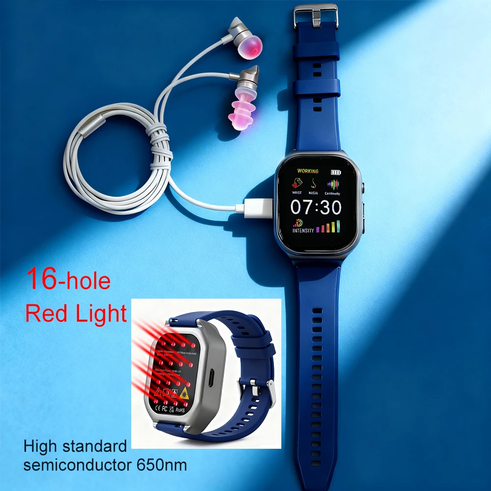 16 Holes LLLT for Diabetes Hypertension Cholesterol Relief Portable 3-in-1 Rhinitis Tinnitus Care Wrist Watch