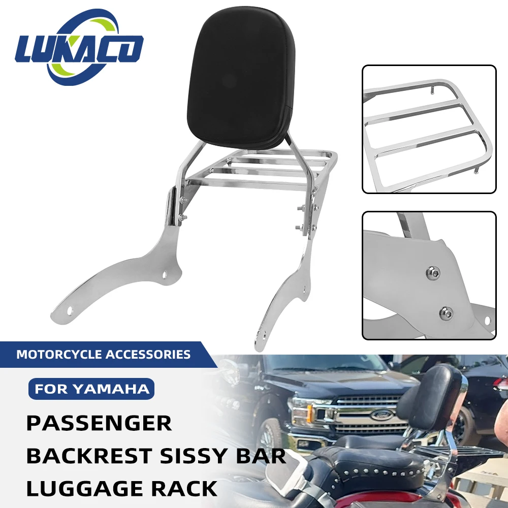 

Motorcycle Detachable Passenger Backrest Sissy Bar Luggage Rack Support For Yamaha Vstar V-Star V Star DragStar 1100 XVS XVS1100