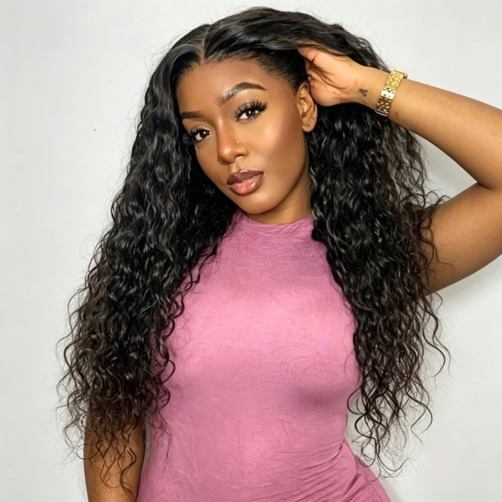 46 Inch Deep Wave Brazilian Human Hair Wig 7x6 13x6 HD Transparent Lace Frontal Glueless Pre Plucked 220 Density Curly Styling Wigs For Women Daily Wear