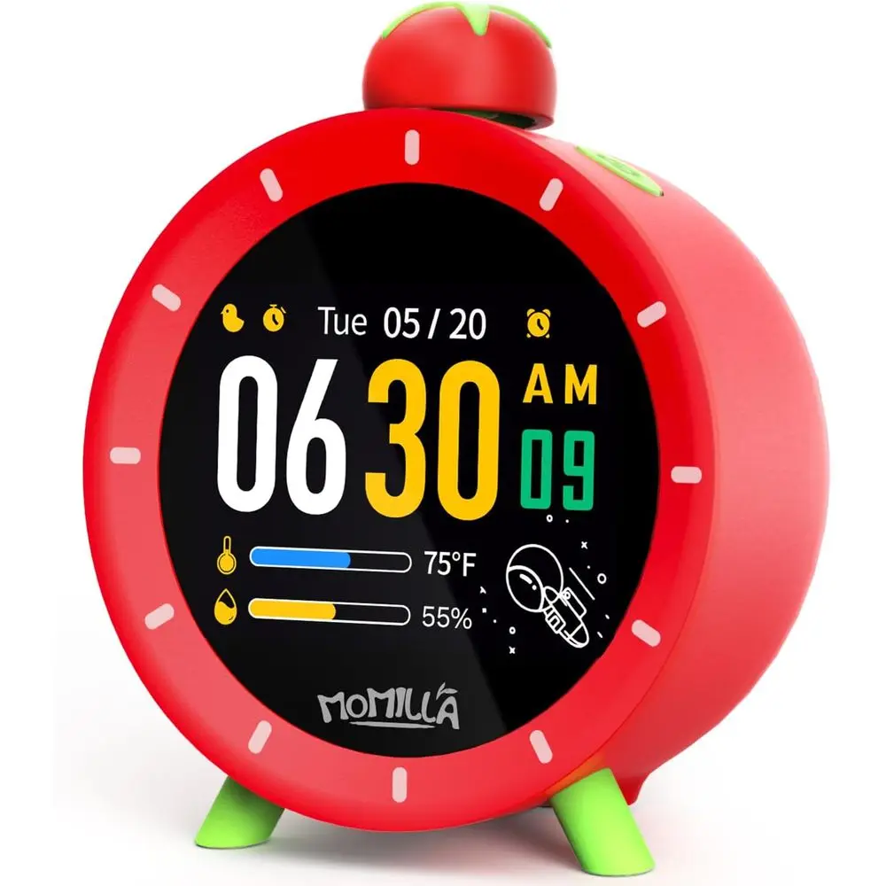 

7-Day Programmable Alarm Clock with Colorful Display, 4 Alarms, Visual Timer, White Noise for Heavy Sleepers, Ideal Christmas Gi