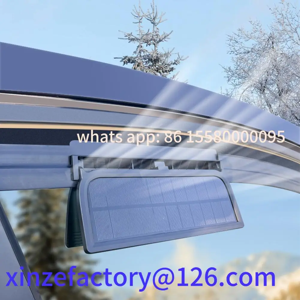 

Customizable Solar Powered Radiator Cooling Fan With 3 Air Outlets Car Window Vent USB Auto