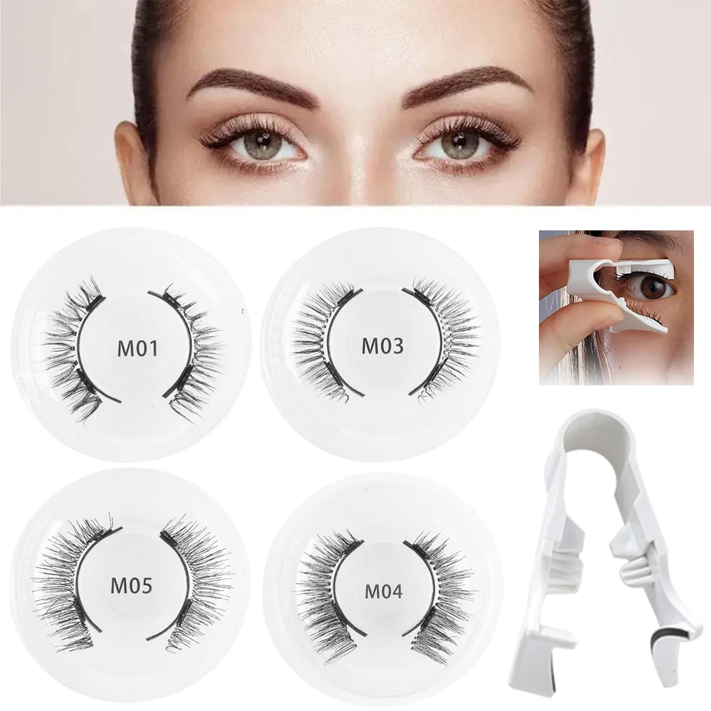 Faux-Cils Magnétiques 3D en Vison Naturel, Outil d'Extension, Pince à Épiler, Cosmétique, Sans Colle, 1 Paire