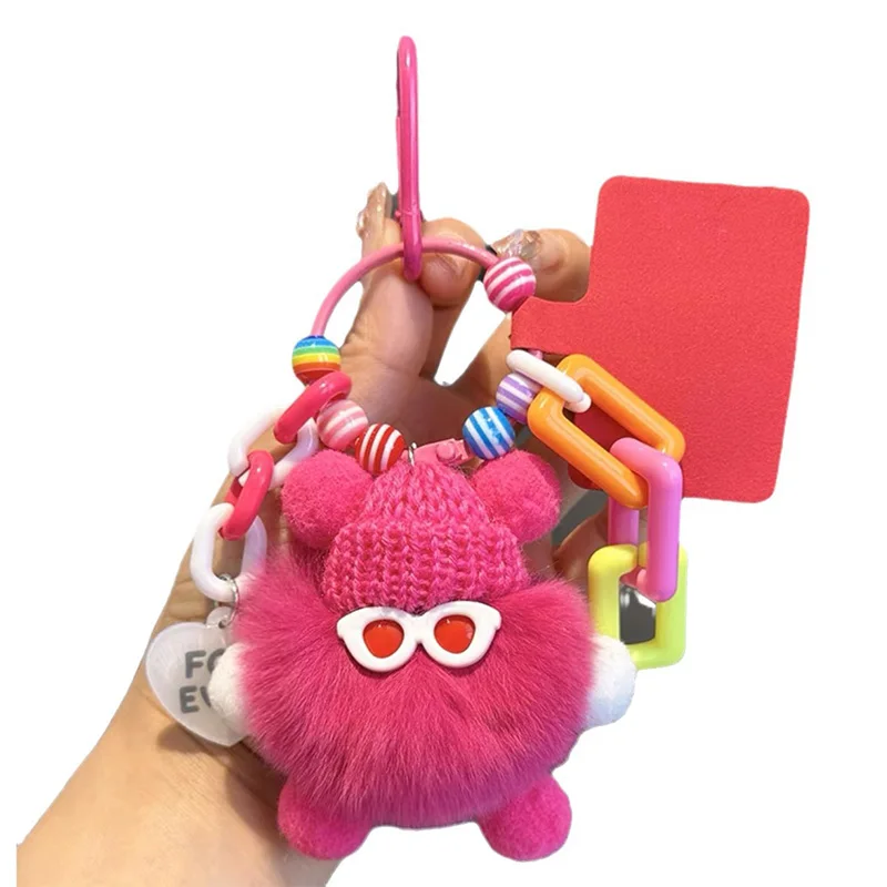 Super cool dopamine briquette monster doll pendant DIY keychain, cute art trend, plush doll bag, backpack, mobile phone charm