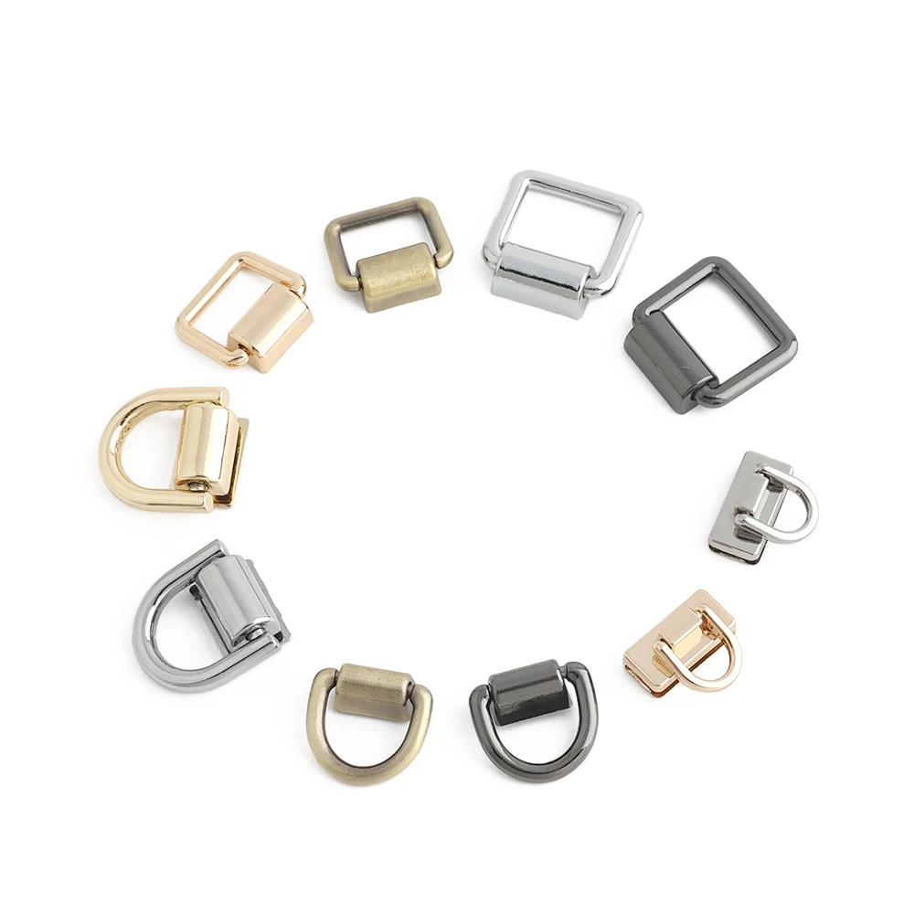 10/50/100PCS Metal Bag Side Hanger Square Ring For Handbag Strap Side Carabiner Clip Hook Chain Connector Buckle Accessories