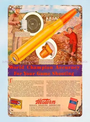 Western Ammunition advertisement 1937 metal tin sign nearest home decor store