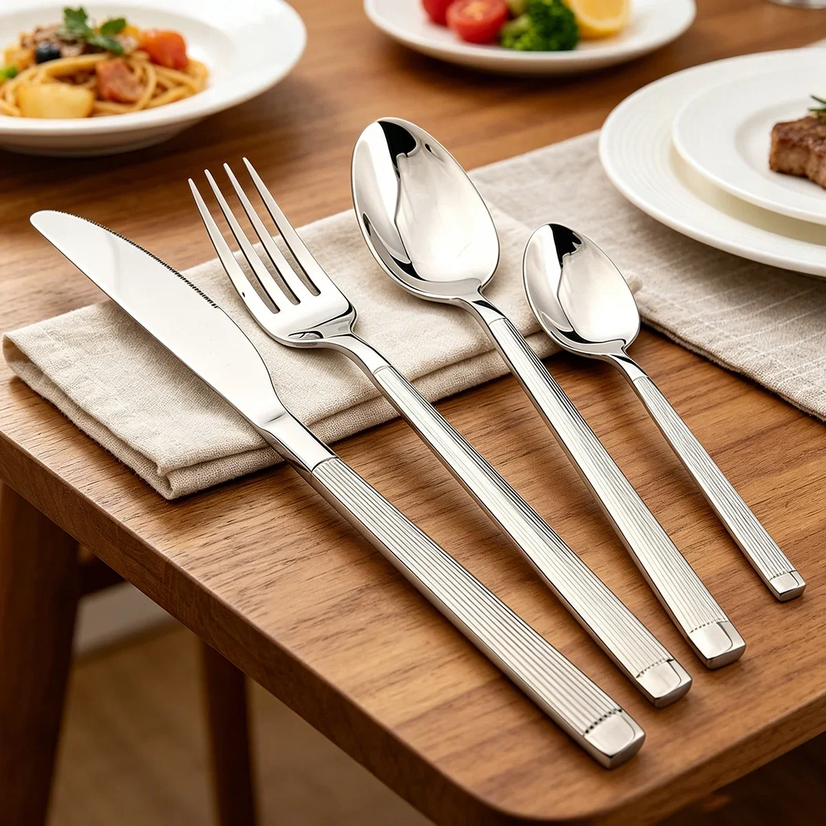 4pcs Western Knife Fork Coffee Spoon Tableware Stainless Steel Cutlery Set Anti-slip Handle Dinnerware Kitchen Party Flatware