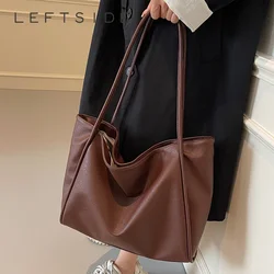 LEFTSIDE Fashion PU Leather Big Tote Bag For Women 2024 Winter Y2K New Tend Female Simple Shoulder Bag Handbags And Purses