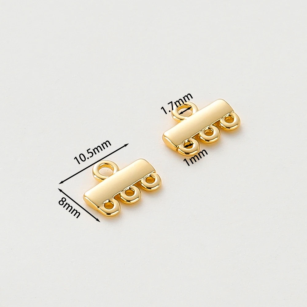 5Pcs/Pack 8*10.5mm 14K/18K Gold Color Plated 4 Loops Connectors for DIY Jewelry Necklace Bracelets Making Accessories