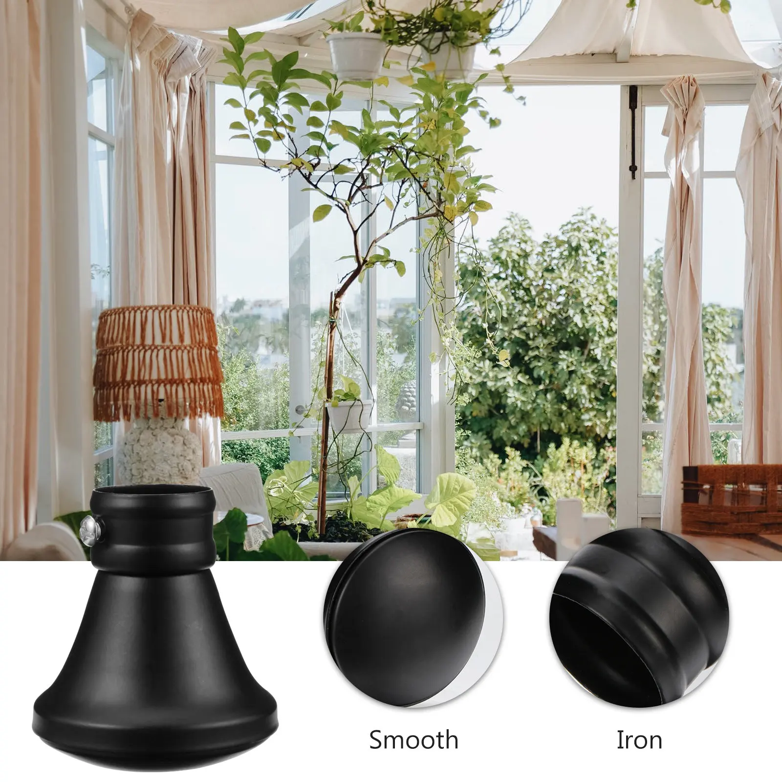 2Pcs Decorative Curtain Rod End High Grade Metal Curtain Rod Finials Elegant Window Drapery Accessories for Living Room Bedroom