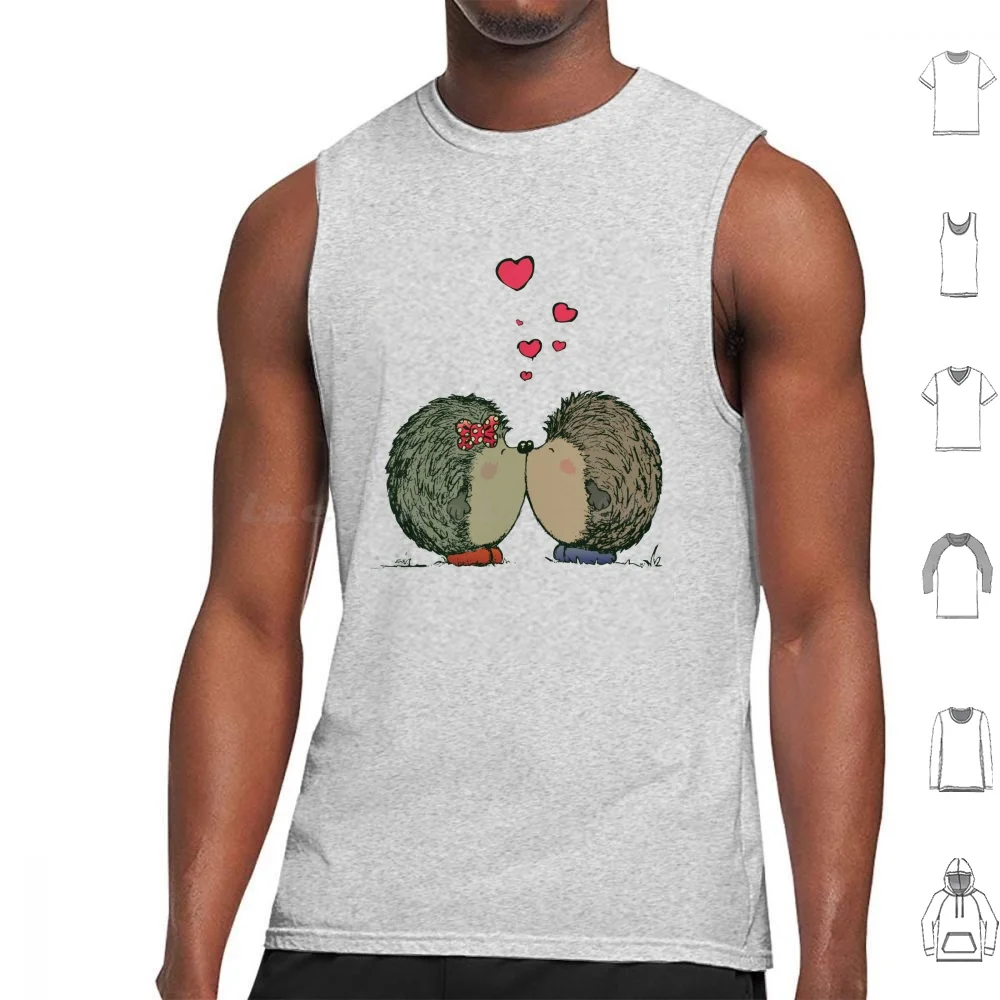 Hedgehogs In Love Tank Tops Print Cotton Hedgehog Kiss Love Greeting Happy Holiday Cute Fun Day Heart Child Beautiful Red