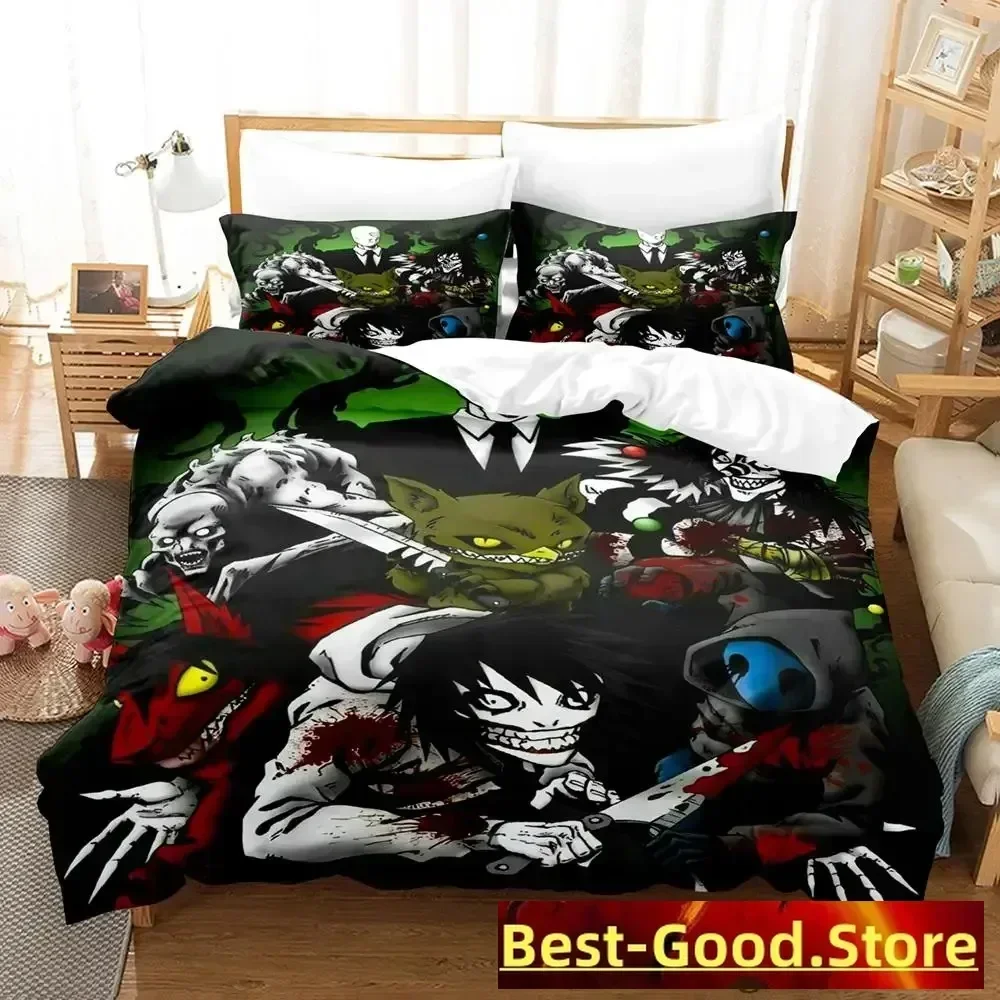 

2023 Jeff and Jane Creepypasta Printed Bed Set Duvet Cover Pillowcase Bedding Set Linen Sheet Quilt Cover Queen King Size Anime