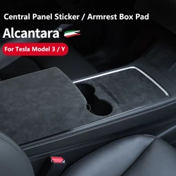 Suede Center Console Armrest Box Pad for Tesla Model Y Juniper Model 3 Highland Central Panel Sticker Protector Car Accessories