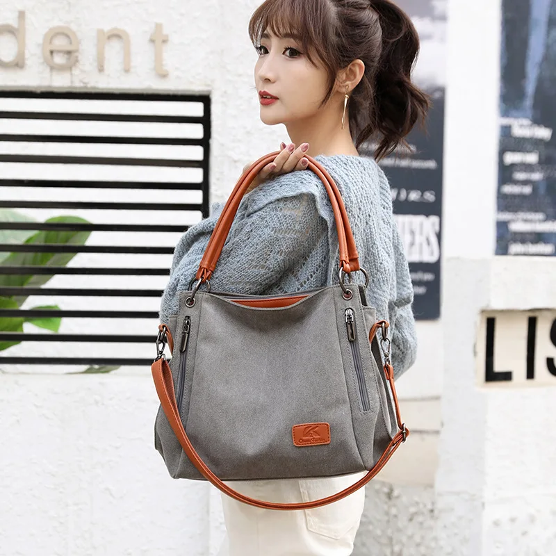 Fashion Women's Canvas Tote Bag Artistic Shoulder Crossbody Large Capacity Women Bag Canvas Travel Vintage Underarm Bag Purse