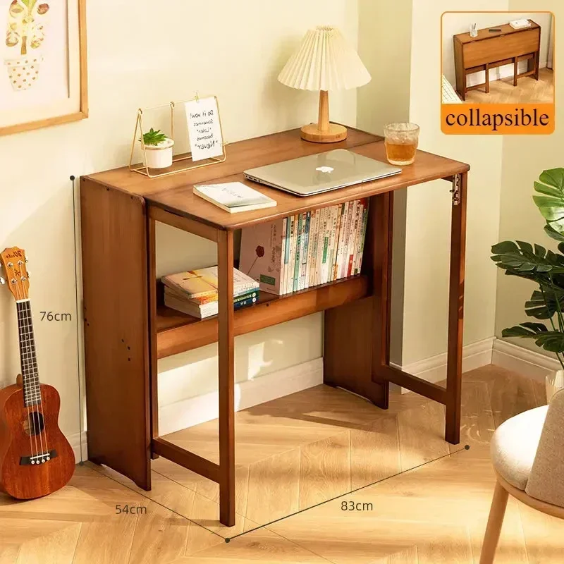 Foldable Desktop Computer Table Study Corner Square Minimalist Gaming Desk Small Apartment Biurka Szkolne Bamboo Furniture - zdjęcie 1