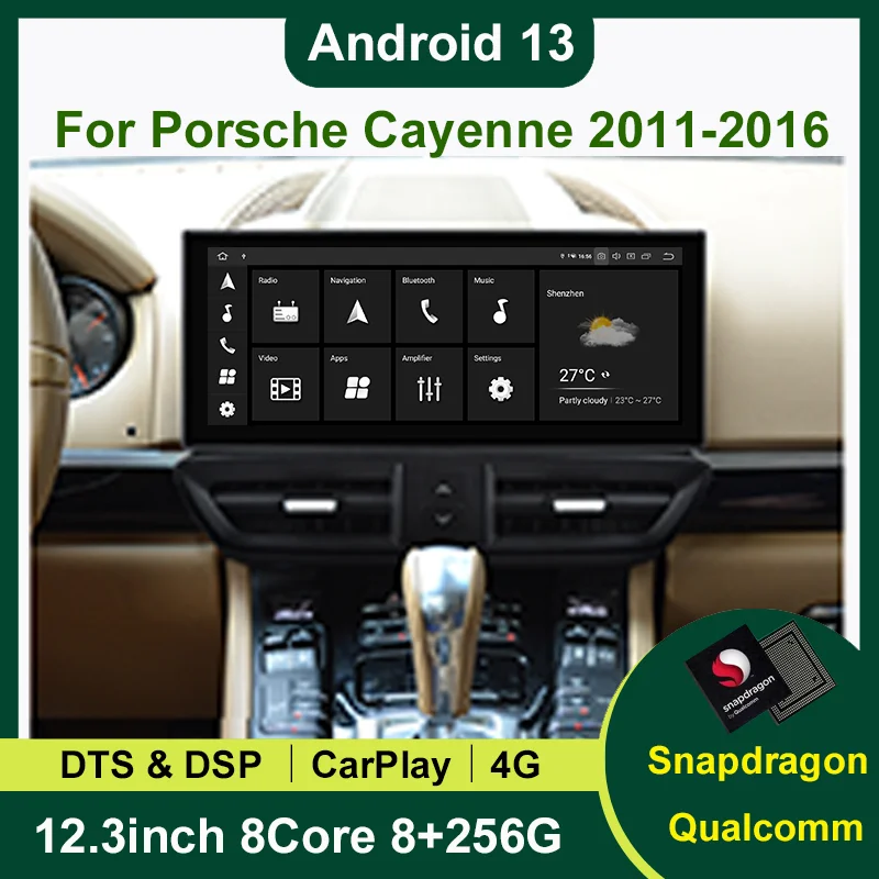 

Qualcomm 12.3inch Android 13 8+256G Car Radio With BT GPS For Porsche Cayenne 2011-2016 Multimedia Stereo DSP 360 Navigation