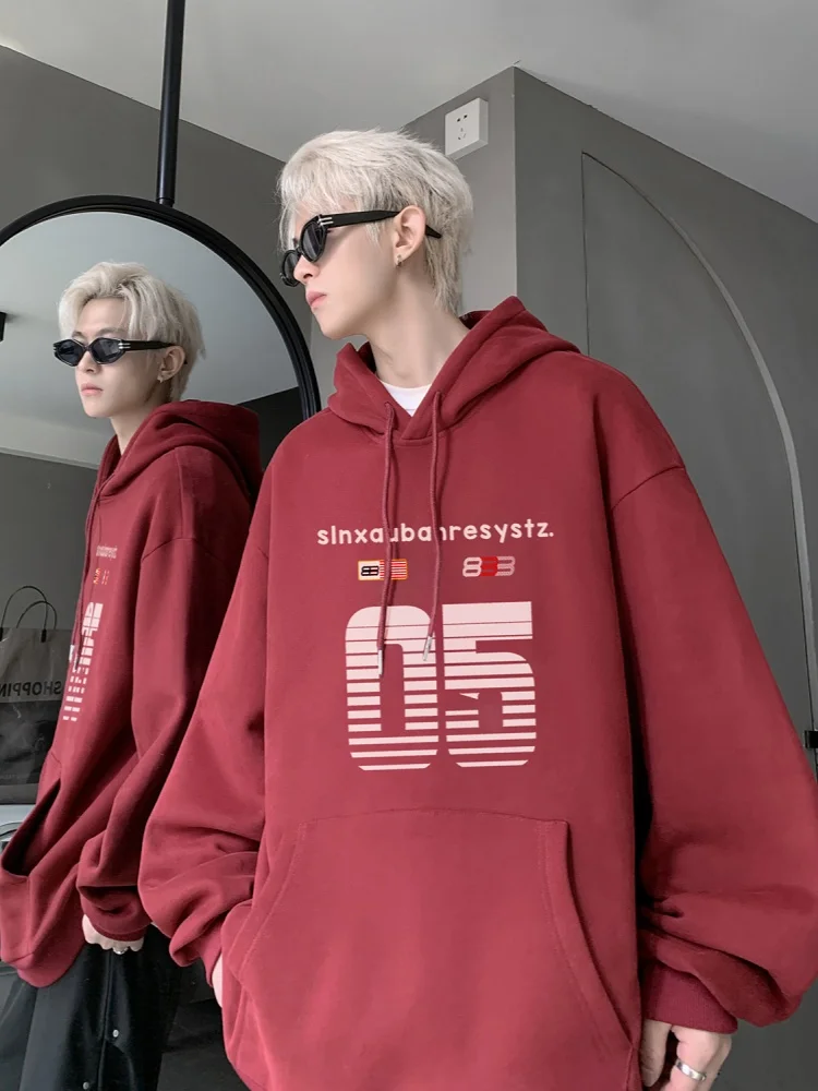 

Американский стильный худи-свитшот для мужчин: весенне-осенний, плотный, износостойкий, повседневный, с принтом, свободного кроя, с длинными рукавами