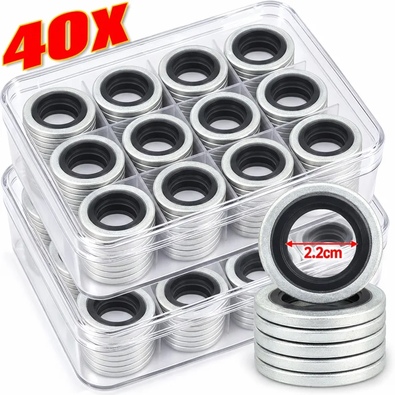 M12/M14 Car Oil Drain Plug Sealing Gasket Universal Galvanized Nitrile Rubber Washer for Car Engine Systems Leakage Protection