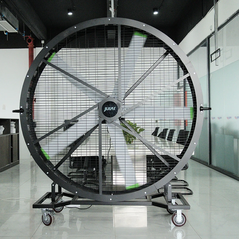 JULAI Big Industrial Floor Fan Long Wind Distance 220V 4 Wheels Movable Large Standing Hvls Fan For Gym