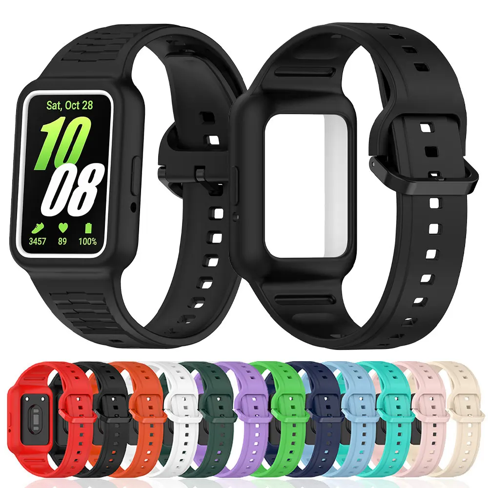 Watch Strap + Protective Case For Samsung Galaxy Fit 3 / Huawei Band 8 9 NFC Wrist Band Bracelet Silicone SmartWatch Watchband