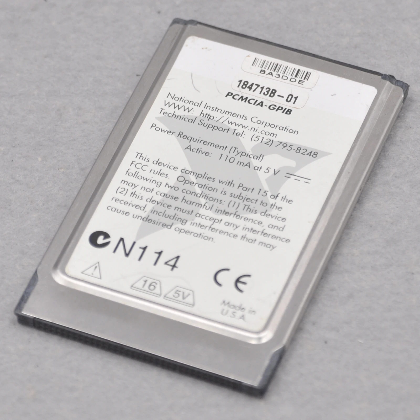 PCMCIA-GPIB  184713B-01 110mA 5V IEEE488 Card Data Acquisition Card