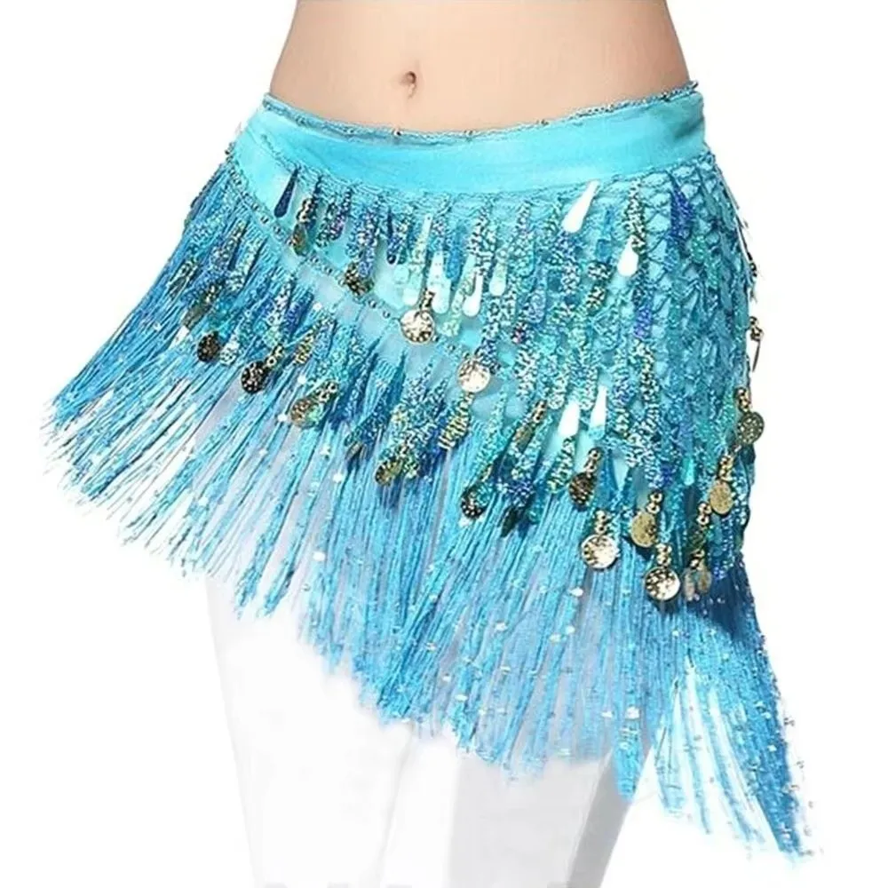 Glitter Sequins Belly Dance Waist Chain Hollow Triangle Dancing Waist Belt Adjustable Colorful Sequin Waist Chain Stage Wearing
