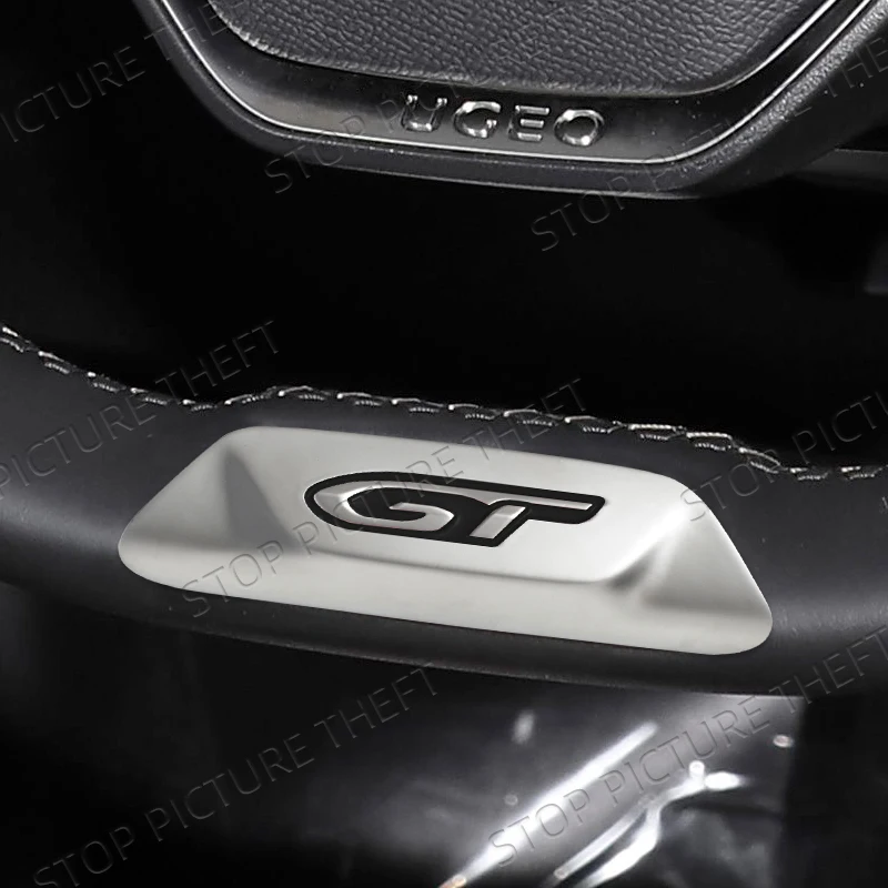 Metal Alloy GT Logo Car Steering Wheel Badge Interior Sticker Decoration Emblem For Peugeot 5008 4008 508 3008 308