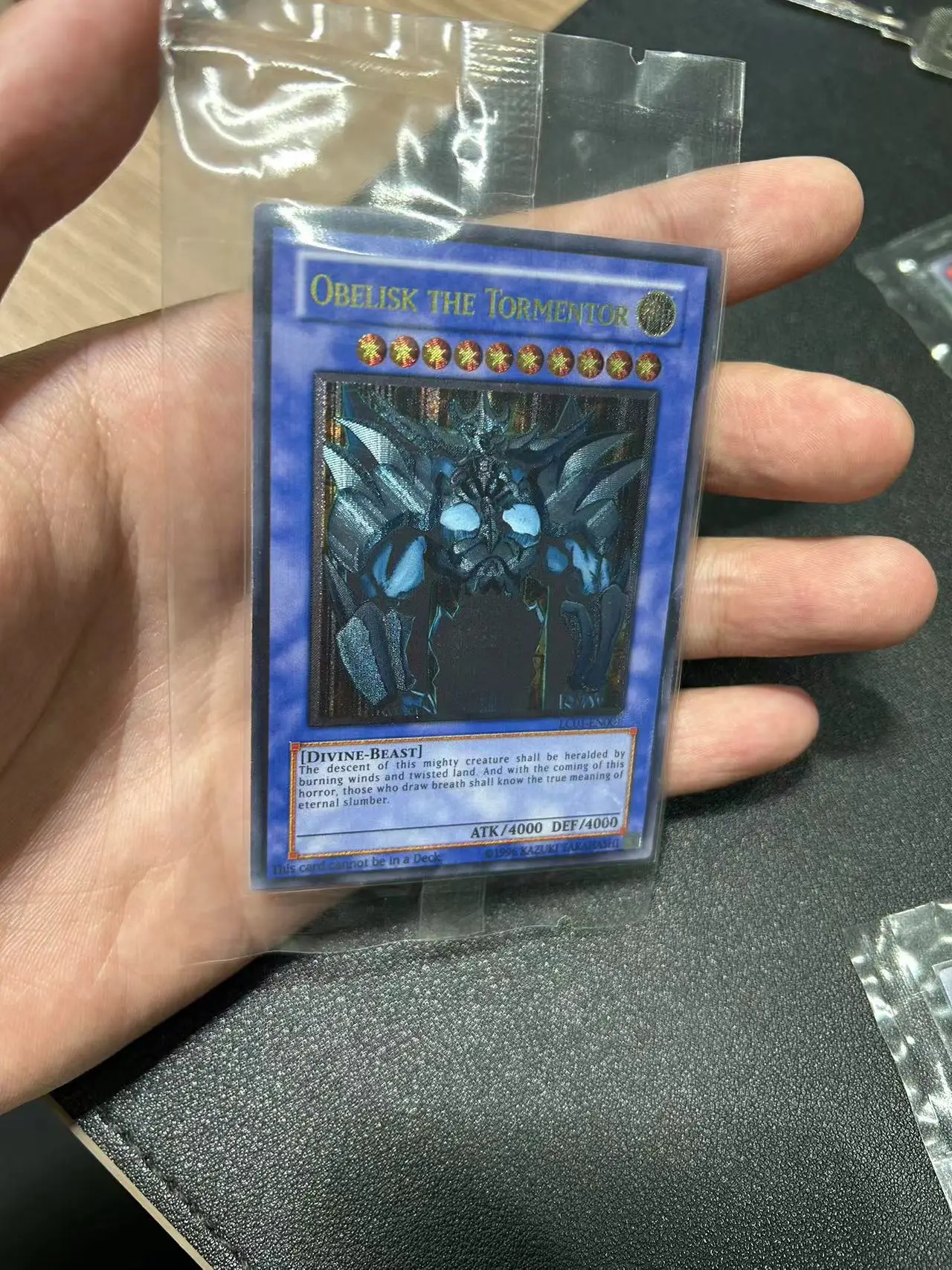 Yu Gi Oh Ultimate Rare/UTR TCG Obelisk the Tormentor(LC01-EN001) Board Game English Collection customize Card (Not Original)