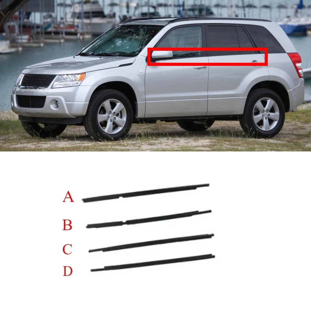 1 Pcs 5 Doors Outside Windows Rubber for Grand Vitara 20183831-65J00 2007-2014 Not for 3 Doors Glass Weatherstrip Sealing