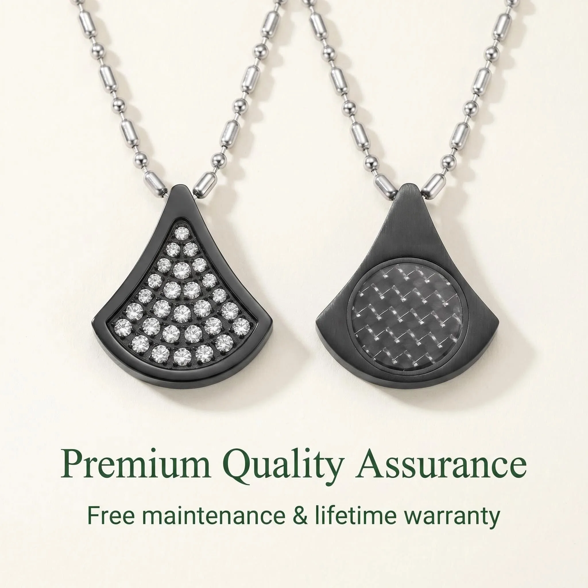 316L Steel Negative Ion Release Necklace Anti-allergy with Sparkling Zircon Bioglass for Health And Fashion Accessory