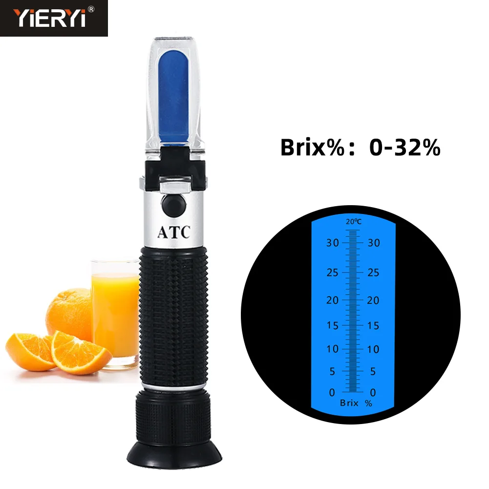 Hand Held Brix Refractometer Voor Suiker Bier Brix Test Optische 0-32% Brix Atc Refractometer Meter Refratometro