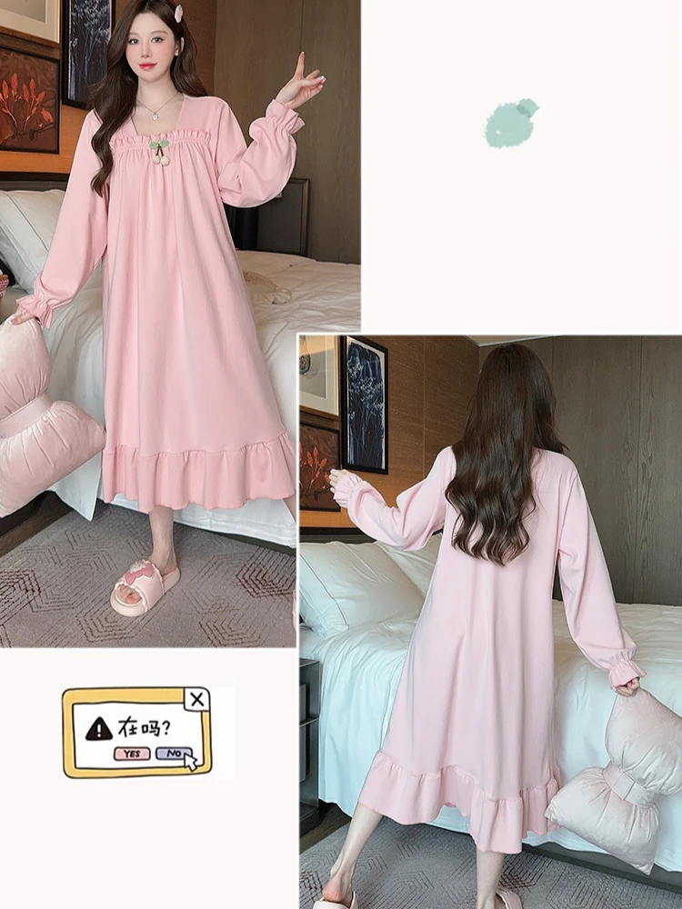 5XL Plus Size Velvet Loose Pajamas Women Autumn and Winter Long Sleeved Home Dress Korean Sweet Loungewear Can Be Worn Outside