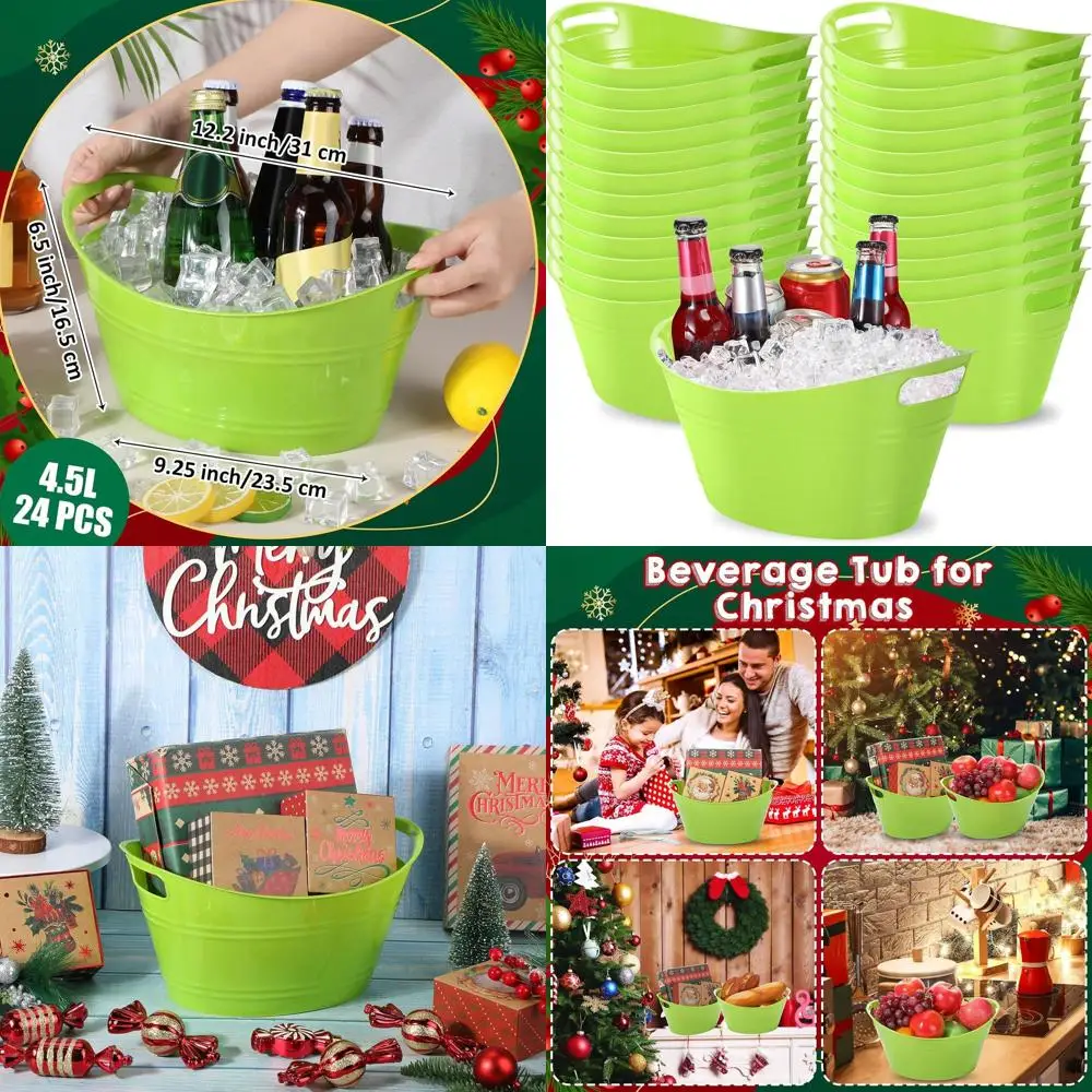 

Набор из 24 овальных контейнеров для хранения с ручками, объемом 4,5 л, идеально подходят для льда, вина, пива и шампанского, охладитель для напитков лаймово-зеленого цвета